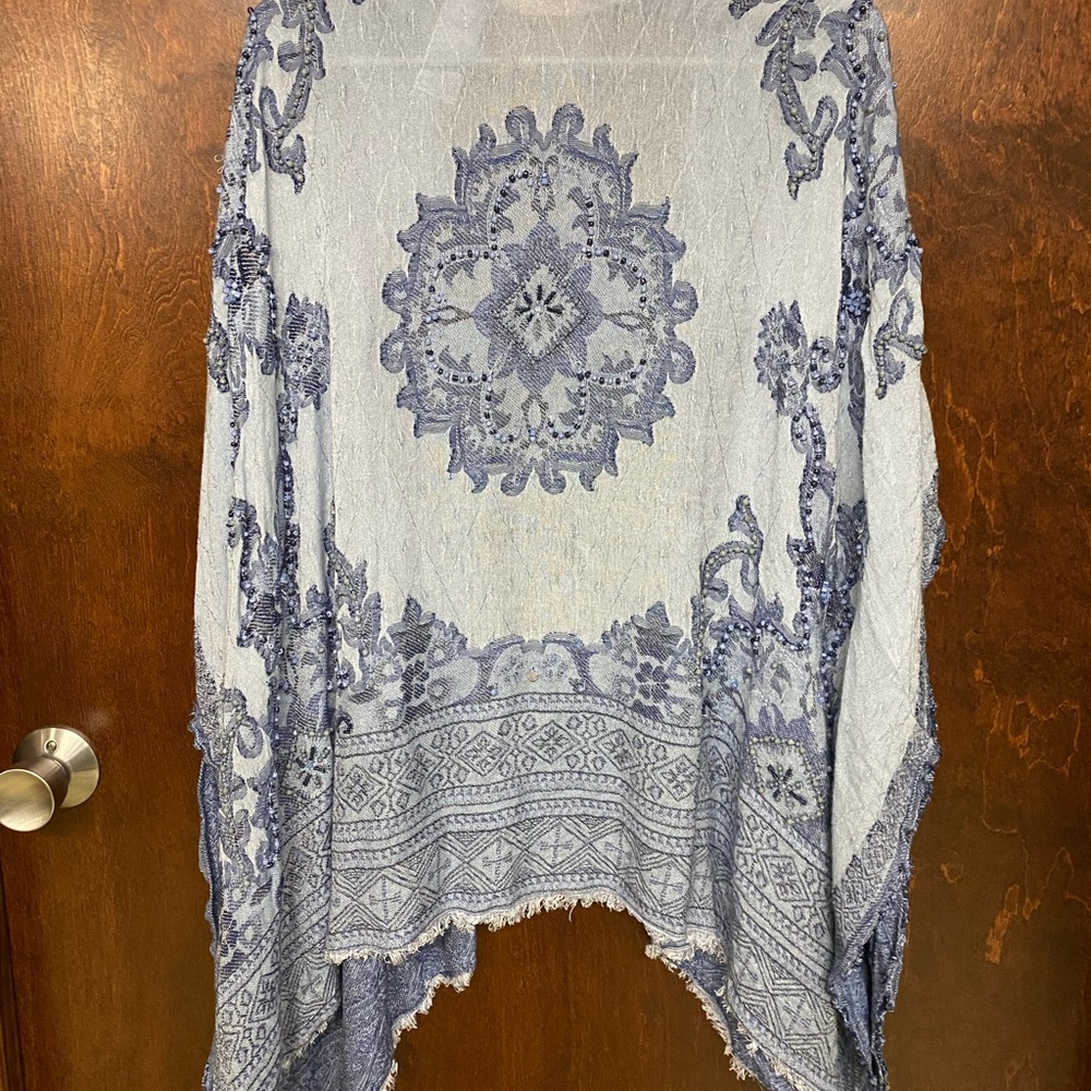 Chico’s Blue Beaded Cape